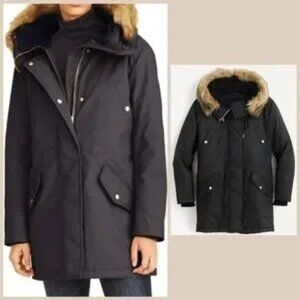 J Crew Perfect Winter Parka with eco-friendly PrimaLoft in black